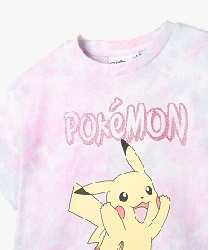 tee-shirt manches courtes tie-and-dye imprime pikachu fille - pokemon roseK002701_3