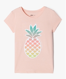 GEMO Tee-shirt manches courtes avec sequins réversibles fille rose standard
