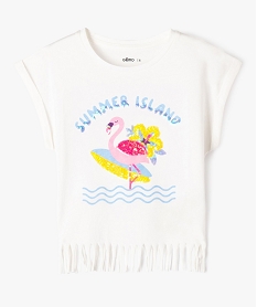 tee-shirt a manches courtes avec motif sequins et franges fille blanc tee-shirtsK003701_1