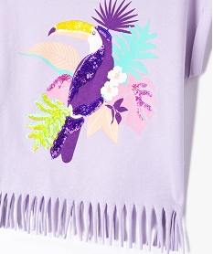 tee-shirt a manches courtes avec motif sequins et franges fille violetK003801_2