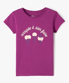 GEMO Tee-shirt à manches courtes avec motif fille Violet