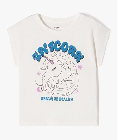 GEMO Tee-shirt manches courtes loose imprimé fille blanc chine