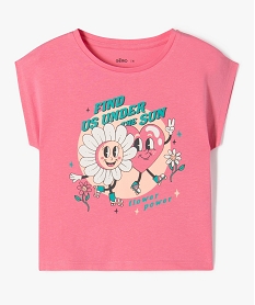 GEMO Tee-shirt manches courtes loose imprimé fille Rose