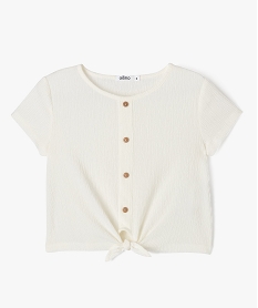 GEMO Tee-shirt à manches courtes avec bas noué fille blanc chine