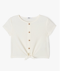 GEMO Tee-shirt à manches courtes avec bas noué fille Beige