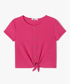 tee-shirt a manches courtes avec bas noue fille rose tee-shirtsK005001_1