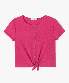GEMO Tee-shirt à manches courtes avec bas noué fille rose standard