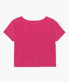 tee-shirt a manches courtes avec bas noue fille rose tee-shirtsK005001_3
