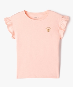 GEMO Tee-shirt à manches courtes avec volants fille Rose