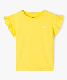 tee-shirt a manches courtes avec volants fille jaune tee-shirtsK005601_1