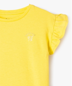 tee-shirt a manches courtes avec volants fille jaune tee-shirtsK005601_2