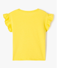 tee-shirt a manches courtes avec volants fille jauneK005601_3
