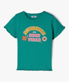 GEMO Tee-shirt à manches courtes avec finitions froncées fille vert standard