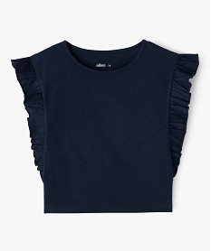 tee-shirt fille avec volants sur les cotes bleuK006501_1