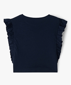 tee-shirt fille avec volants sur les cotes bleuK006501_3