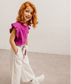 GEMO Tee-shirt avec volants sur les côtés fille violet standard
