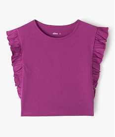 tee-shirt fille avec volants sur les cotes violetK006601_3