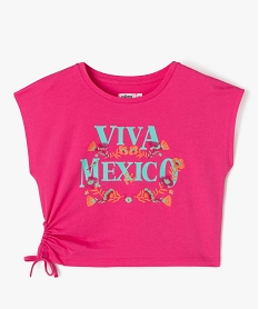 GEMO Tee-shirt manches courtes coupe loose imprimé tropical fille rose standard