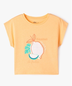 GEMO Tee-shirt à manches courtes coupe courte fille orange standard