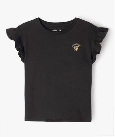 tee-shirt a manches courtes avec volants fille noirK007201_1