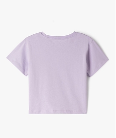 tee-shirt manches courtes coupe courte a inscription fille violetK007401_3