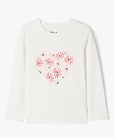 GEMO Tee-shirt à manches longues avec motif fleuri fille Beige