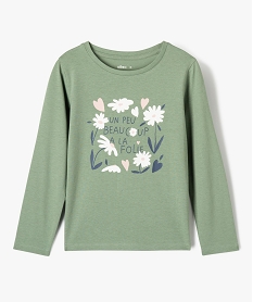 GEMO Tee-shirt à manches longues avec motif fleuri fille Vert