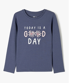 GEMO Tee-shirt à manches longues avec motif fleuri fille Bleu