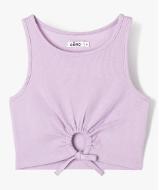 GEMO Débardeur en maille côtelée coupe courte avec ouverture sur le ventre fille violet standard
