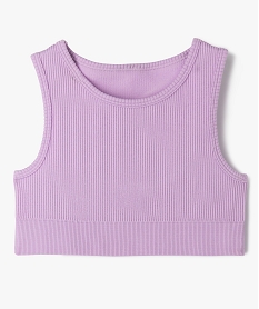 GEMO Débardeur court en maille côtelée extensible fille violet standard