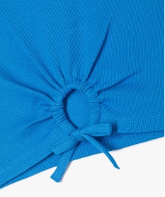 debardeur en maille cotelee coupe courte avec ouverture sur le ventre fille bleuK011101_2