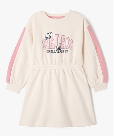 GEMO Robe sweat avec taille élastique fille blanc chine