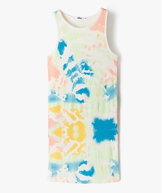GEMO Robe tee-shirt imprimée en maille côtelée fille Multicolore