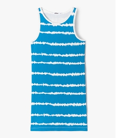 GEMO Robe tee-shirt imprimée en maille côtelée fille Bleu