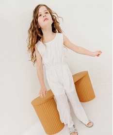 GEMO Combinaison pantalon avec broderie anglaise fille Beige