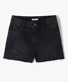 short en jean aspect use fille noir shortsK017801_1
