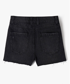 short en jean aspect use fille noir shortsK017801_3