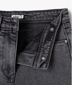 short en jean taille haute coupe droite fille noir shortsK017901_2