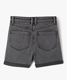 short en jean taille haute coupe droite fille noir shortsK017901_3