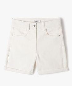 short en jean taille haute coupe droite fille blanc shortsK018001_1