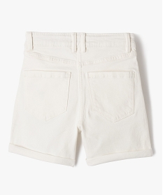 short en jean taille haute coupe droite fille blanc shortsK018001_3