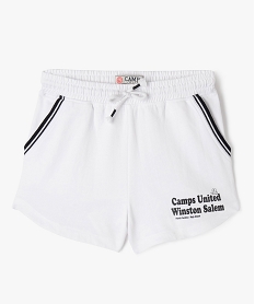 short de sport avec taille elastique fille - camps united blanc shortsK018301_1
