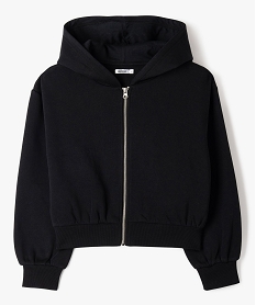 sweat zippe a capuche coupe courte fille noir sweatsK021001_1