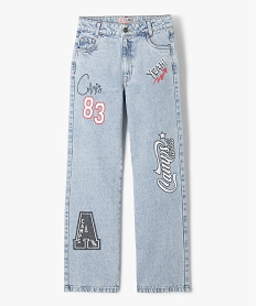 GEMO Jean large avec inscriptions colorées fille - Camps United blanc chine