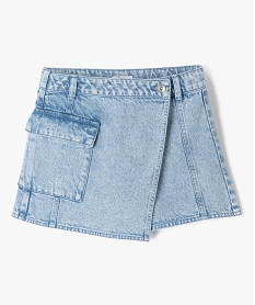 jupe-short en jean avec poche a rabat fille grisK022001_1