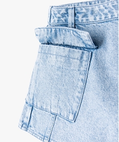 jupe-short en jean avec poche a rabat fille grisK022001_3