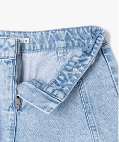 jupe-short en jean avec poche a rabat fille grisK022001_4