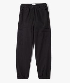 GEMO Pantalon cargo large en toile fille noir standard