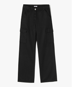 GEMO Pantalon cargo straight en coton fille noir standard