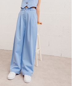 GEMO Pantalon large et souple à taille haute fille Violet